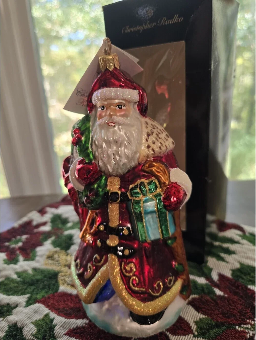 Vtg Christopher Radko Ruby Santa Ornament Christmas Collectible 1999 8.5in